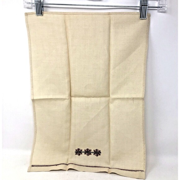 Cross Stitch Linen Fingertip Towels / Napkins Handmade Vintage NOS Set of 2 - Picture 5 of 10